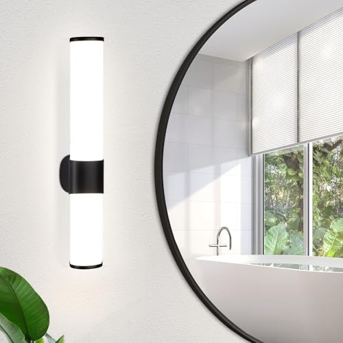 Homefire LED Spiegelleuchte Bad Wandlampe - 6W Spiegellampe Schwarz Badleuchte Wand 30cm Badezimmer Wasserdicht IP44 Modern Neutralweiß 4000K Badlampe Wandleuchte für Keller Küche Badschrank