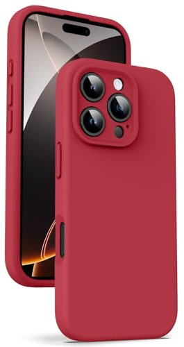 Supdeal Liquid Silicone Case for iPhone 16 Pro Max - [Camera All-Round Protection] [Soft Microfiber Lining Anti-Scratch] 4 Layer Full Covered Shockproof Gel Rubber Phone Case Cover, 6.9, Red