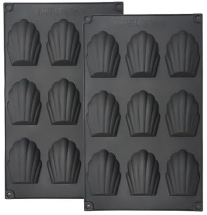 Bäcker & Lecker Madeleine Backformen Silikon 2 Stück Madeleine Formen Silikon schwarz 29.5 x 20 cm mit Antihaftbeschichtung Silikonformen für Madeleine