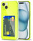 Svanove für iPhone 15 Hülle Kartenfach Silikon Durchsichtig, Dünn Transparent Karten Wallet Handyhülle mit Kameraschutz, Klar TPU Karte Handy hülle Kartenhalter Schutzhülle Bumper Slim Case, Neon Gelb