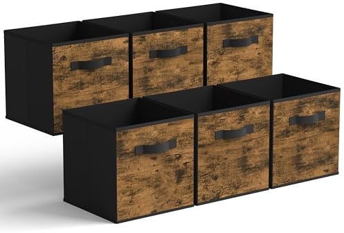 GRANNY SAYS Cube Storage Boxes, Pack of 6 Storage Cubes 27x27x27, Square Storage Boxes for Shelves, Collapsible Storage Cube Boxes, Kallax Storage Boxes for Organising Accessory Toys, Rustic Brown