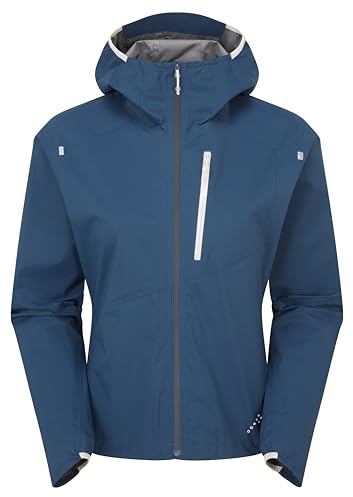 Rab Damen Downpour Trail Light Jacke - Leichter wasserdichter Kapuzenmantel zum Wandern & Trekking, Tempest Blue, S