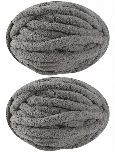 DISDADA Dicke Wolle zum Handstricken 2 StüCk 500g, Chunky Yarn Wolle zum HäKeln, Flauschig Weiche XXL wolle dick für Decke Sockenwolle Schal Mütze (Grau)