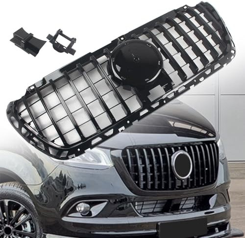FINMOKAL W907 GTR-Grill, Frontstoßstangengrill, Grill, oberer Kühlergrill, kompatibel mit Benz Sprinter W907 2018 2019 2020 2021 (schwarz)