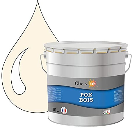 POK BOIS Peinture Bois Extérieur Intérieur – Satinée, Résistante Intempéries UV, Multisupport - 10L - RAL 9001 Blanc crème