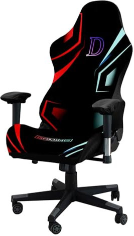 JinZao Housse Chaise Gaming Extensible,Housse Fauteuil Bureau avec Accoudoirs Et Dossier, Protection Chaise Gaming en Polyester avec Motif De Lettre(D)