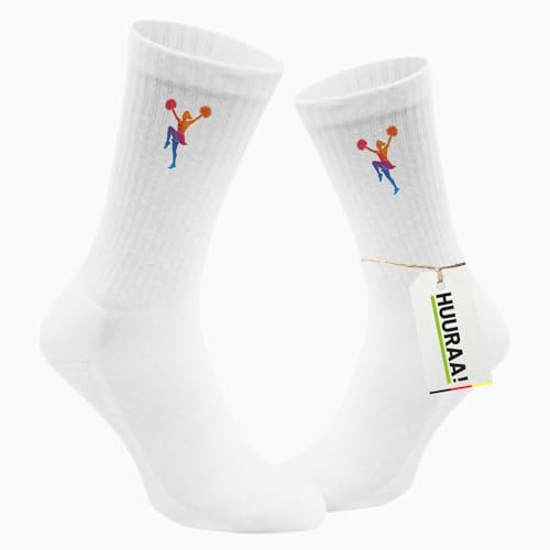Huuraa Unisex Socken Cheerleading bunte Silhouette Geschenk Größe 37/41 White Motiv Tennissocken Cheerleading Geschenkidee
