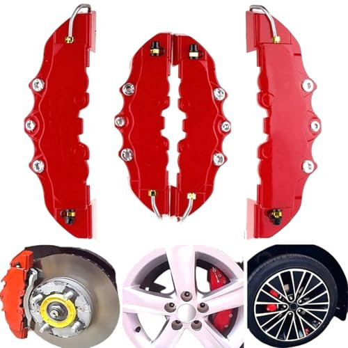 Caliper Covers, 2 Pairs Brake Caliper Covers, Red Style Front & Rear for Wheel Hub