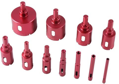 11Pcs Brazing Core Hole Saw Drill Bit Kit Hole Cutting Opener DIY Tool 6-50Mm for Tile Glass Marble Ceramic ﻿