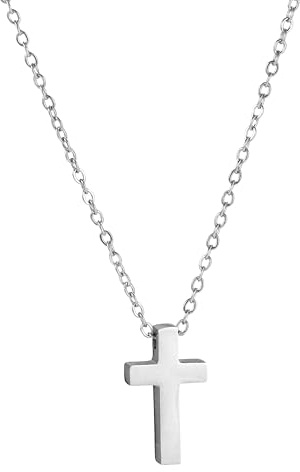 SKENUDY Edelstahl Gold/Silber/Schwarz Kreuz Halskette für Männer Kreuz Anhänger Halskette mit Kette 60cm und Jubiläumsgeschenke für Mutter Frau Tochter und Freunde