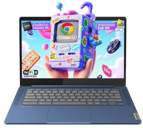 Lenovo IdeaPad Slim 3 Chromebook - 14 FHD Display, MediaTek Kompanio 520, 4GB RAM, 64GB eMMC+64GB Micro SD, Wi-Fi 6, Chrome OS