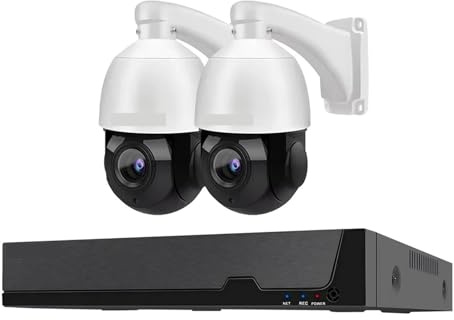VEKELETE Kit NVR PTZ 4K POE extérieur avec Zoom Optique 38X, caméra de Surveillance 8MP, Audio, système de Surveillance vidéo de sécurité Domestique, CCTV TUYA(4T,8CH NVR 2 Camera_EU Plug)