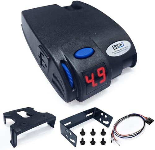 Lrichy 90160 Controlador de freno de remolque proporcional para 1-3 ejes | Pantalla LED, autodiagnóstico, modo de marcha atrás para remolques de freno eléctrico; compatible con Ford/Gm/Chevy/Dodge/Ram