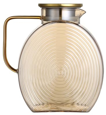 Mppchhn Glas - Glas Karaffe 2.5 Liter | Aufbewahrungsbehälter Aus Mit Edelstahldeckel Für Heiße Und Kalte Getränke Wie Milch Kaffee Saft Küche Haushalt Gastronomie