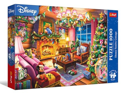 Trefl Premium Plus Quality - Puzzle Disney, Disney Weihnachtshäuschen – 1000 Teile, Charakter-Puzzleserie, für Erwachsene und Kinder ab 14 Jahren