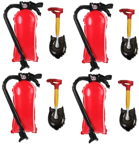 TEHAUX Inflatable Fire Extinguisher und Feuer Schaufel Ballons aus Aluminiumfolie Reißfest Vielseitig für Feuerwehrparty Geburtstag Halloween deko Große Feuerwehr Luftballon Dekoration