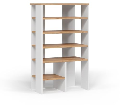 Vicco Schuhschrank Marlon, Weiß/Goldkraft Eiche, 60 x 100 cm mit 5 Fächern