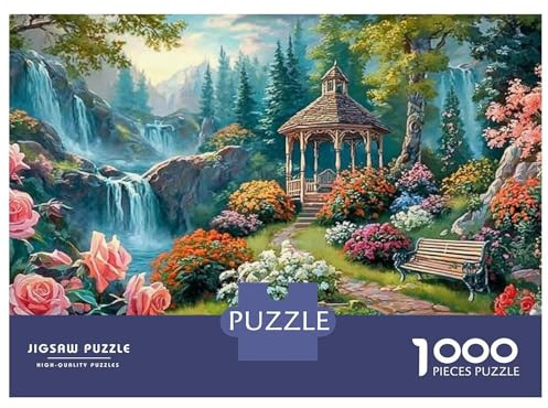 Magisches Hütten-Puzzle aus dickem, stabilem Karton – Waldhütte mit Leuchteffekt, 1000 Teile, für Erwachsene und Anfänger, rahmbar, 38 x 26 cm / 1000 Teile