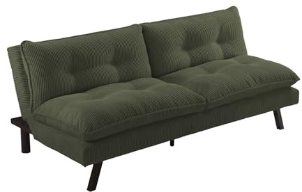 Riess Ambiente Modernes Schlafsofa COCOONING - 190x80x87/100cm - grün, 3-Sitzer Couch mit Schlaffunktion, Cord