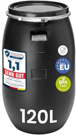 Garronda 120L Regentonne Wassertank Weithalsfass Wasserfass Schwarz GD-0078
