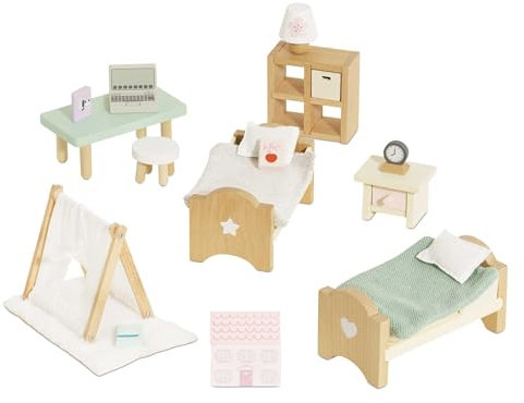 Le Toy Van - Wooden Doll House Daisylane Children's Bedroom Age 3+ Play Set For Dolls Houses | Dolls House Furniture Sets - Suitable For Ages 3+