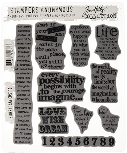 Tim Holtz 7 x 8.5-inch Cling Rubber Stamp Set Stuff 2 Say, Red