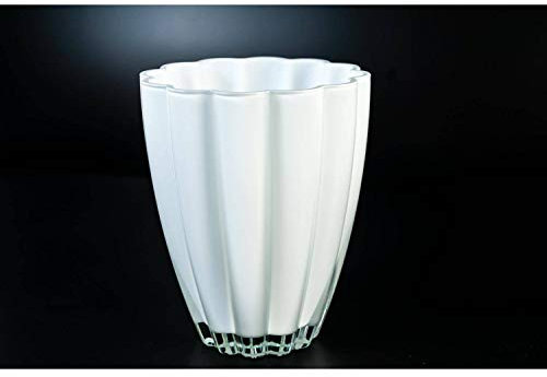 innaGLAS INNA-Glas Petit Vase en Verre - Vase de Table BEA, Blanc, 17cm, Ø 14cm - Vase décoration - Vase à Fleurs