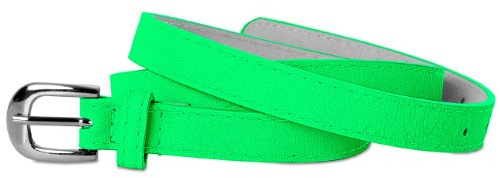 Caspar GU262 klassisch schmaler Damen Gürtel/Hüftgürtel mit Silberschnalle, Gürtelgröße:100 [für Körperumfang 99-106 cm], Farbe:neon grün