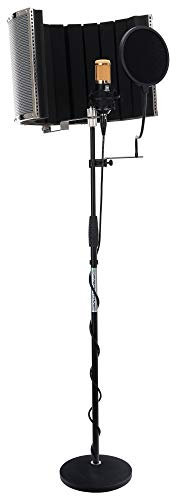 Pronomic CM-100BG Studio Großmembranmikrofon XLR-Kondensatormikrofon inkl. Popkiller und Micscreen Set (mit Mikrofonspinne, Etui, Windschutz, Reduziergewinde, Mikro Popschutz, Absorber) schwarz