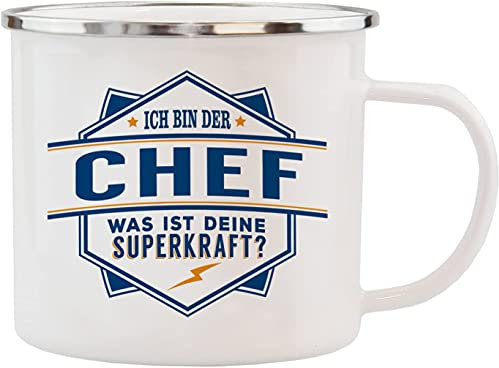 History & Heraldry Echter Kerl - Emaille Becher Chef - individuelle und personalisierte Tasse mit Name und Spruch