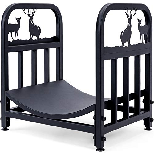 INNO STAGE Cheminée à bûches de Bois de Chauffage de cheminée Intérieur Extérieur empilage de Supports de Stockage de Bois Noir en Fer forgé journaux Poubelle Support pour cheminée 2AX Noir