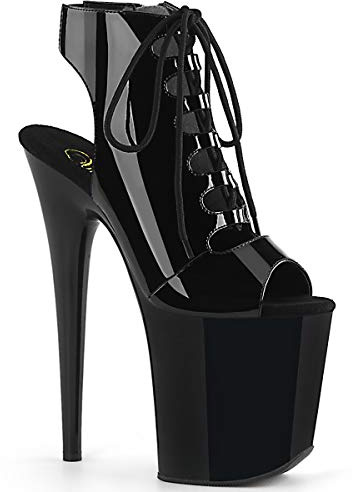 Pleaser FLAMINGO-800-20 Damen Extrem Plateau Heels, Lack Schwarz, EU 37 (US 7)