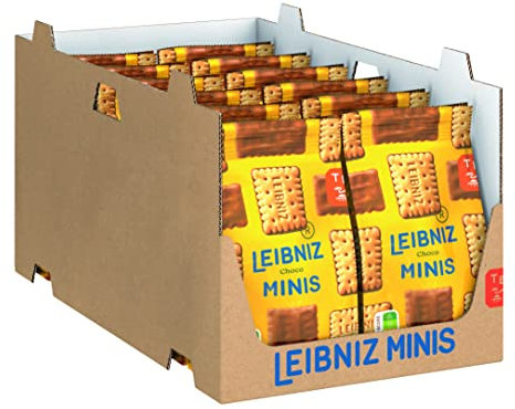 LEIBNIZ Minis Choco, 12er Pack, knusprige Kekse mit Milchschokolade im Kleinformat, Großpackung als Vorrat oder zum Verkauf (12 x 125 g)