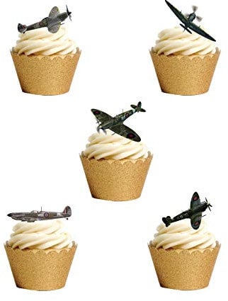 Orange Trading Dartmouth LTD 24 Classic Spitfire Plane Edible Wafer Paper Cake Toppers