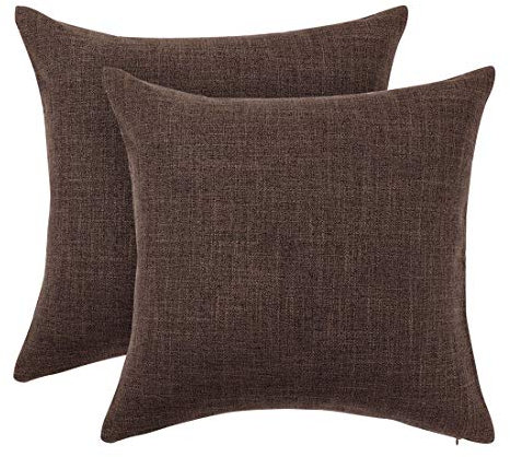 sourcing map Dekokissenbezug 2er Set Dekorative Kissenbezug Leinen Kissenhülle 45x45cm aus Baumwolle mit Reißverschluss für Dekokissen Zierkissen Sofakissen usw. Braun