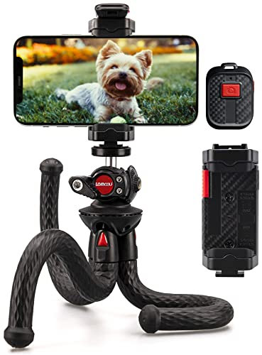 Lammcou Mini Stativ Kugelkopf Handy Stativ Flexibel mit Fernauslöser, Voll Schwenkbar Kugelneiger Stativkopf Octopus Gorilla Pod & Blitzschuh Handystativhalter, Klein Smartphone Tripod