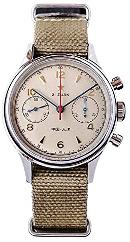 Seagull 1963 ST1901 Venus Chronograph Saphir, Displayrückseite, 2 Riemen, BNIB