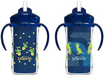 Dr. Brown's Milestones Insulated Straw Cup, Blue, 2 Pack