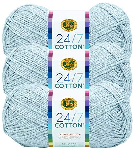 Lion Brand 24/7 Baumwollgarn, Garn zum Stricken, Häkeln und Basteln, Cool Grey, 3er-Pack