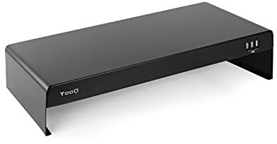 TOOQ TQMR0124 - Soporte Elevador para Monitores/Portátiles con 3 Puertos USB 2.0, Color Negro