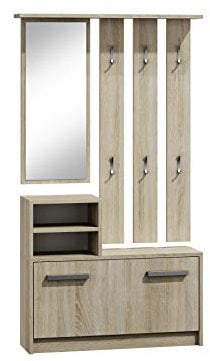 Adgo - Ensemble de meubles de couloir - Armoires, miroirs et cintres et armoire à chaussures - 6 cintres pour vêtements et manteaux, vêtements de couloir - Pour votre entrée (chêne sonoma)