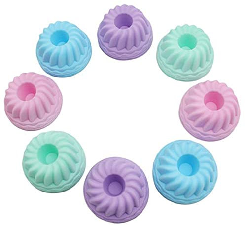 12 Pièce Moules Donuts à Cupcakes en Silicone,Réutilisable Moule à Gâteau de Donut, Moules à Muffins en Silicone de Qualité Alimentaire Pour Muffins, Cupcakes et Petits Gâteaux,4 Couleurs