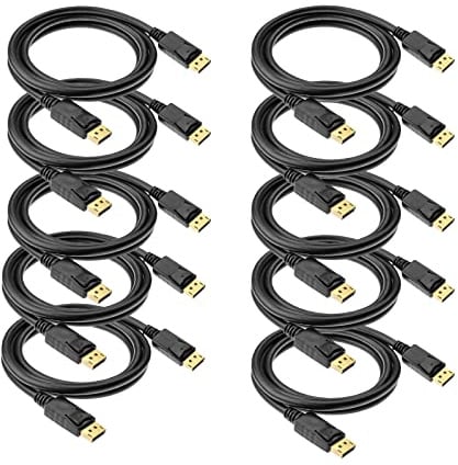 DisplayPort to Displayport Cable 6 Feet,Anbear Gold Plated Display Port to Display Port Cable 4K@60HZ Resolution(Male to Male) for DisplayPort Enabled Desktops and Laptops to Displays (10 Pack)