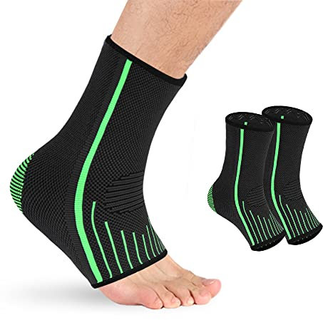 CREEY Knöchelbandage 1 Paar, Fußbandage, Fußgelenkbandage, Bandage Sprunggelenk, Kompressionssocken Sprunggelenkbandage für Sport wie Joggen, Fußball oder Fitness (L)