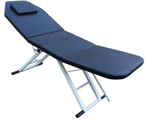 Bathrena Table de massage pliable 182 cm SPA - Lit de salon - Table de massage 3 zones - Couleur au choix - Chaise de massage cosmétique - Triple portable - Noir