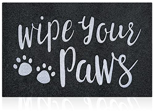 AAZZKANG Black Welcome Mat Funny Wipe Your Paws Doormat with Non Slip Rubber Backing Ultra Absorb Mud Easy Clean Dog Door Mat Indoor Front Door Entrance Rug