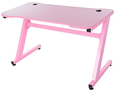 Mesa de Juegos de 47 Pulgadas para el hogar, Oficina, computadora, Escritorio, Patas en Forma de Z, Mesa de Juegos, estación de Trabajo Rosa con portavasos, mesas de Trabajo, Manualidades (