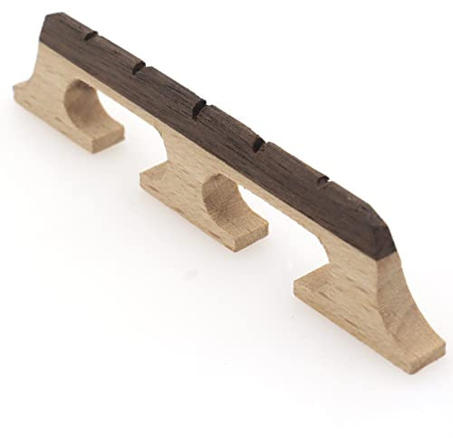 Cheerock Banjobrücke mit 5 Saiten, Ebenholz-Ahorn-Banjobrücke, Ersatz-Verbundwerkstoff mit Dual-Pivot-Design für verbesserte akustische Leistung