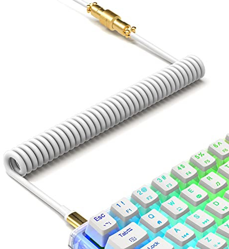 XINMENG X MAMBASNAKE C02 Coiled Keyboard Cable, Type-C to USB-A HyperSpeed Line with 8KHz Return Rate for Gaming Keyboard, TPU Extendable Custom USB-C Cable with Metal Aviation for PC/Phone-Gray