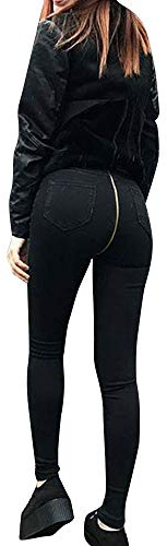 Jeanshose Damen Mit ReißVerschluss Hinten: Sexy Jeans Damen Po HüFthosen Jeans Stretch-Jeanshosen-Baggy Jeans High Waist RöHrenjeans Skinny HüFtjeans E-Girl Indie Aesthetic Y2k Jeans Streetwear